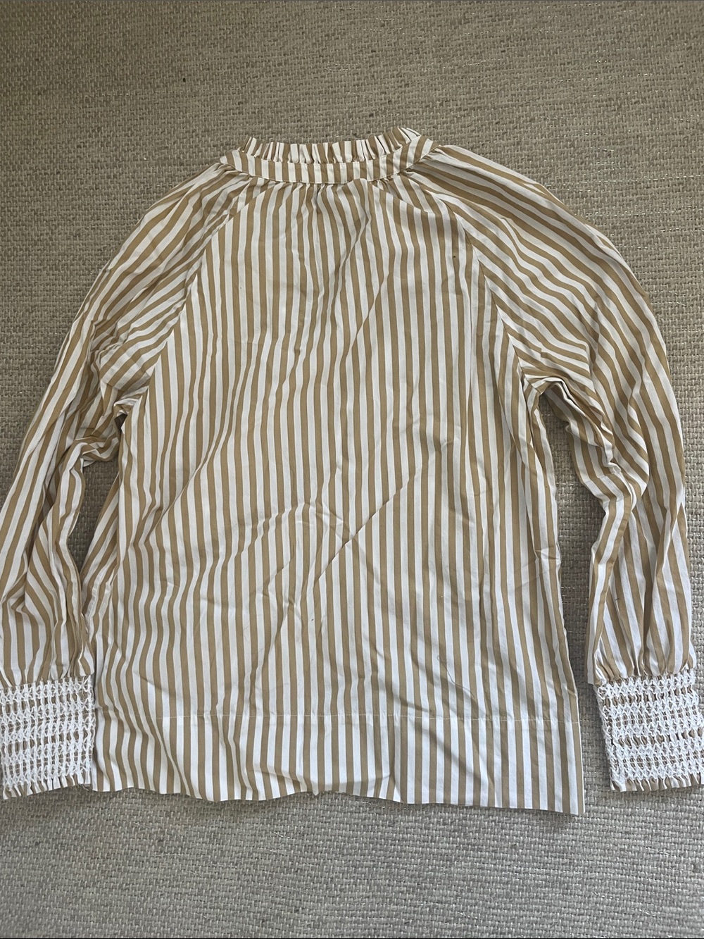 J. Crew Tan and White Striped Tie-Front Peasant Blouse - Picture 4 of 5